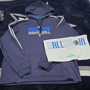 Adidas Men's Navy Blue Dallas Basketball Hooded Sweatshirt